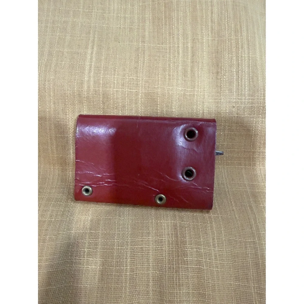 Vintage Burgundy Leather Key Case Wallet Scalloped Flap Gold Accent Red Mens‎
